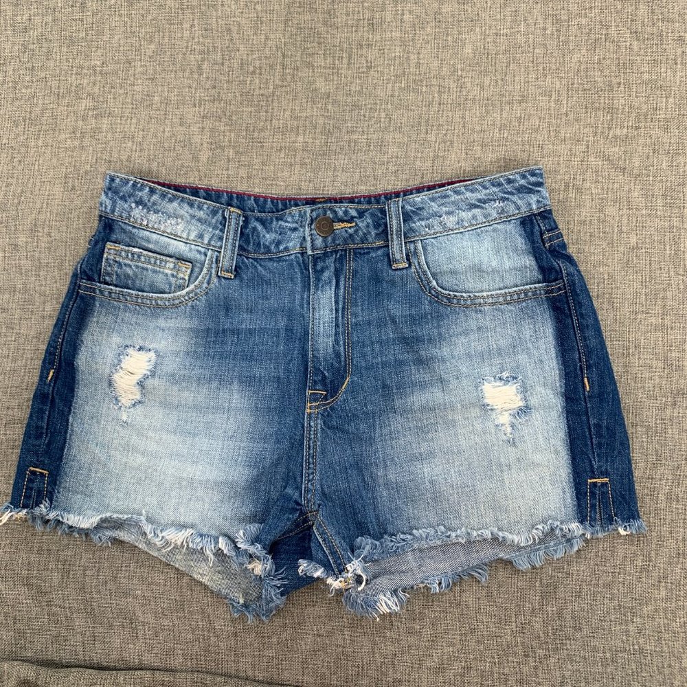 Cello Denim Mid Rise‎ Shorts Distressed Fringe Medium 100% Cotton